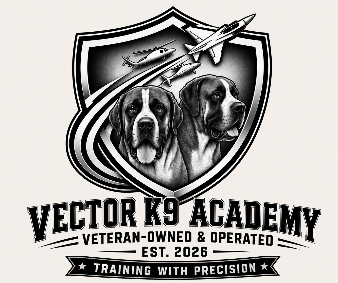Vector K9 Academy veteran-owned training with precision logo